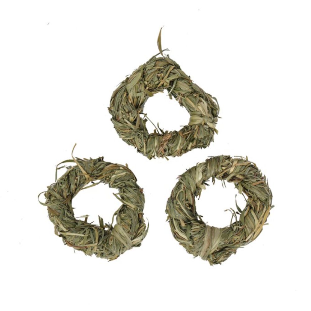 Chew 'n' Play Alfalfa Woven Rings for rabbit enrichment and dental health